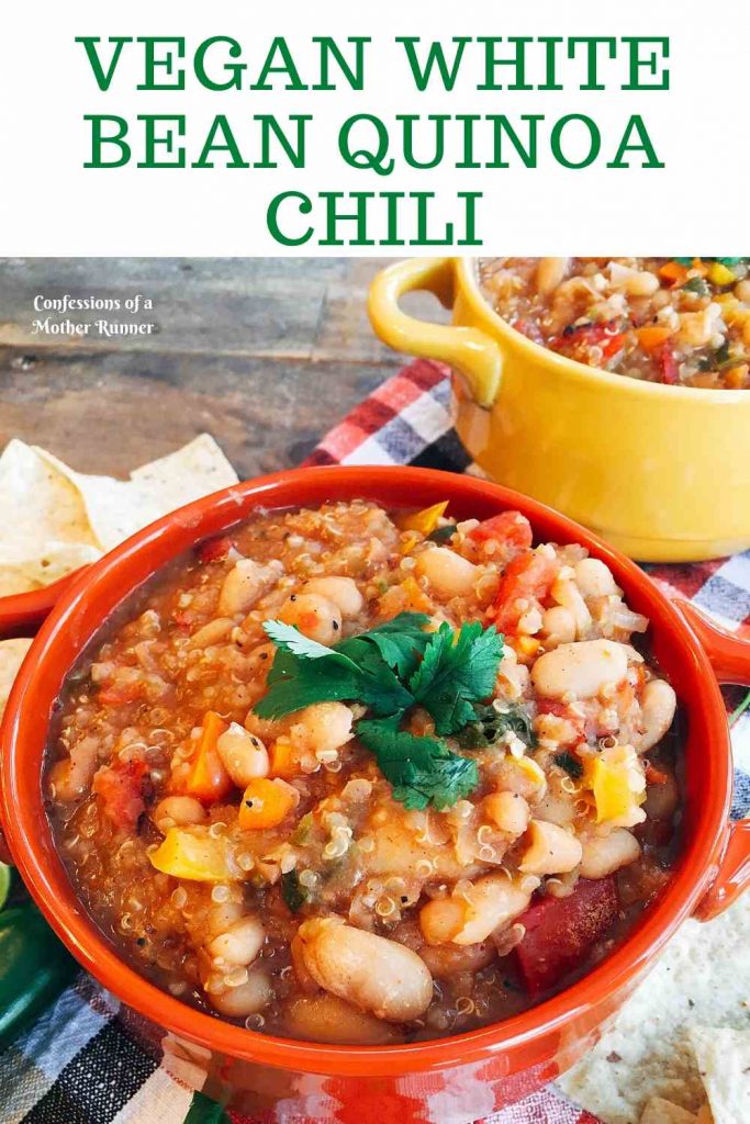 Spicy Vegan White Bean Quinoa chili Meatless Monday