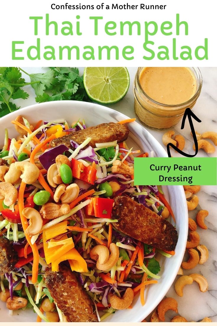 Chopped Thai Tempeh Edamame Salad with Peanut Curry Dressing