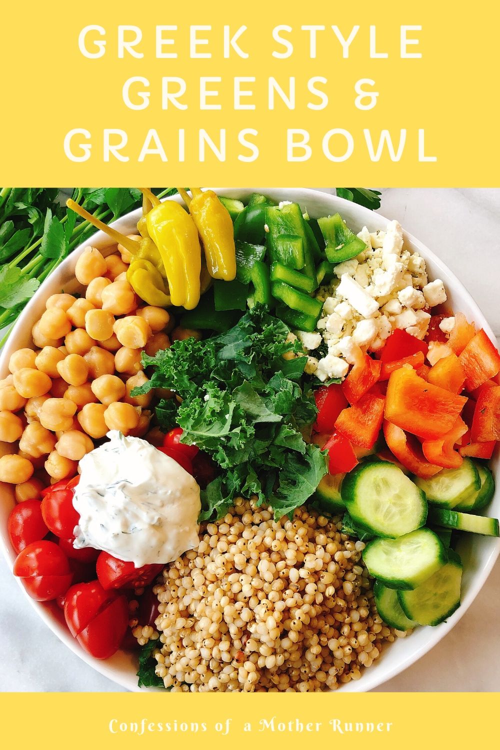 Greek Style Greens And Grains Bowl w Lemon Tahini Dressing