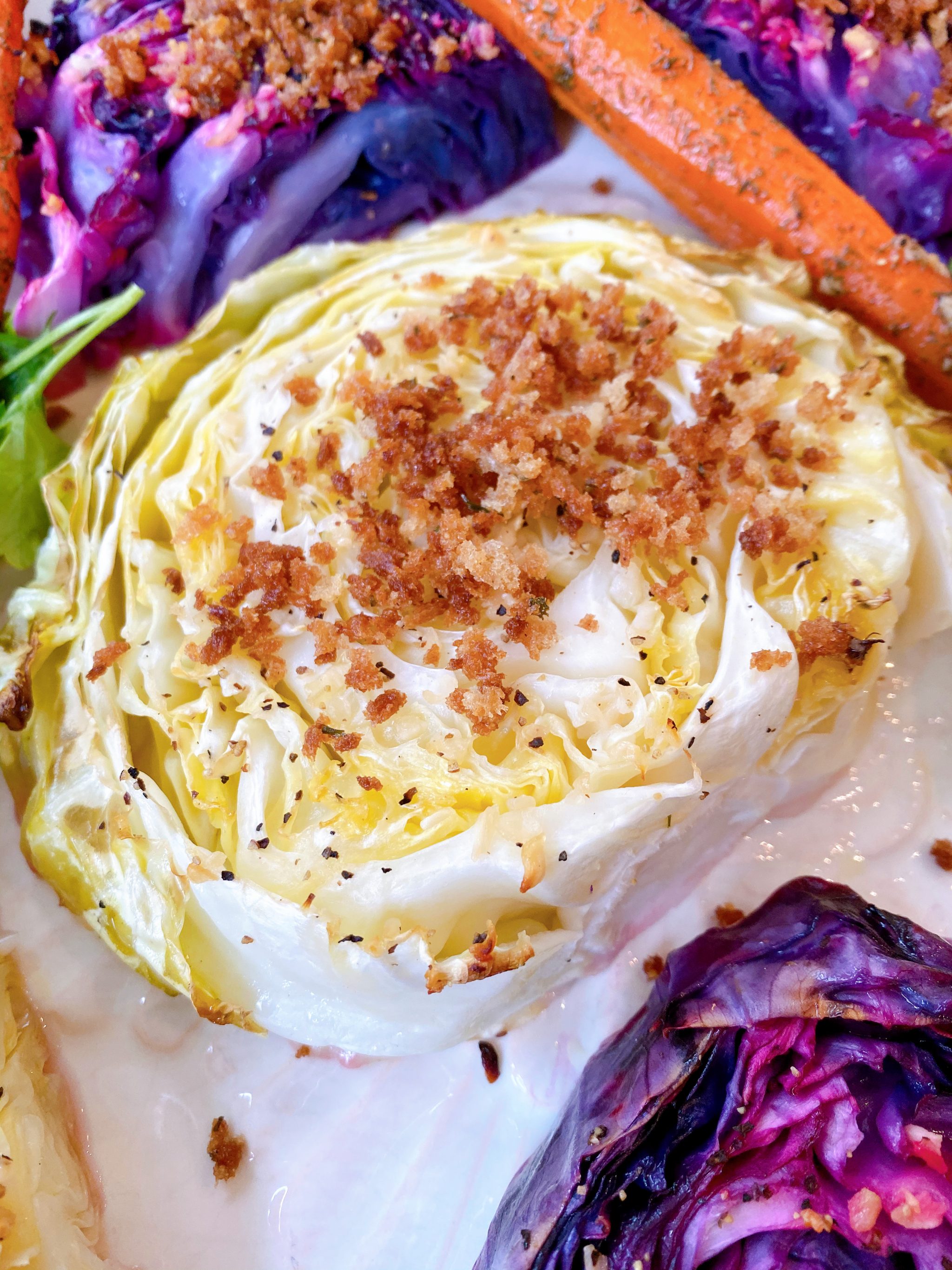 Roasted Cabbage Steaks with Panko Crunchies Simple Meatless Sides