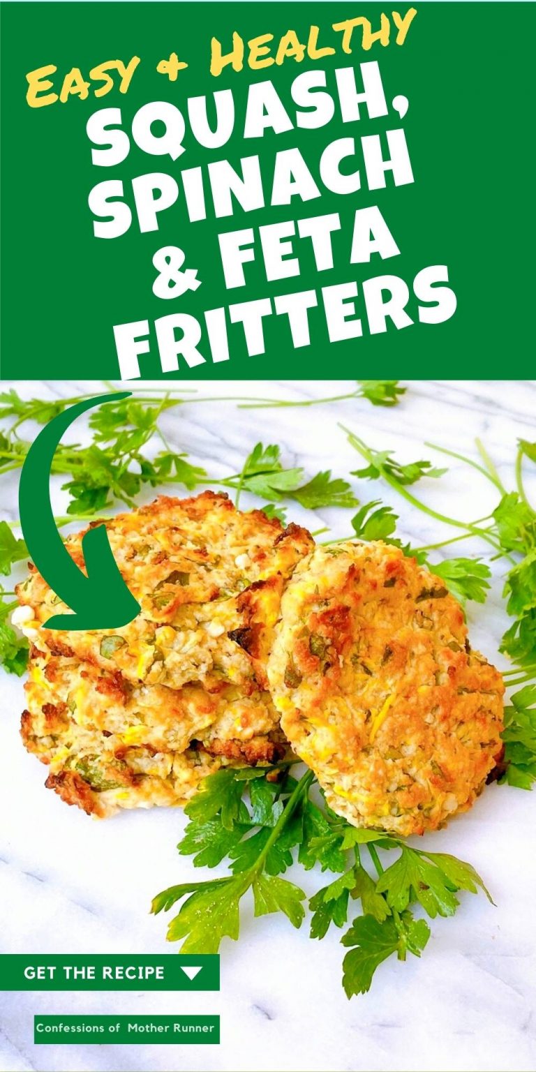 healthy squash, spinach and feta fritters Meatless Monday