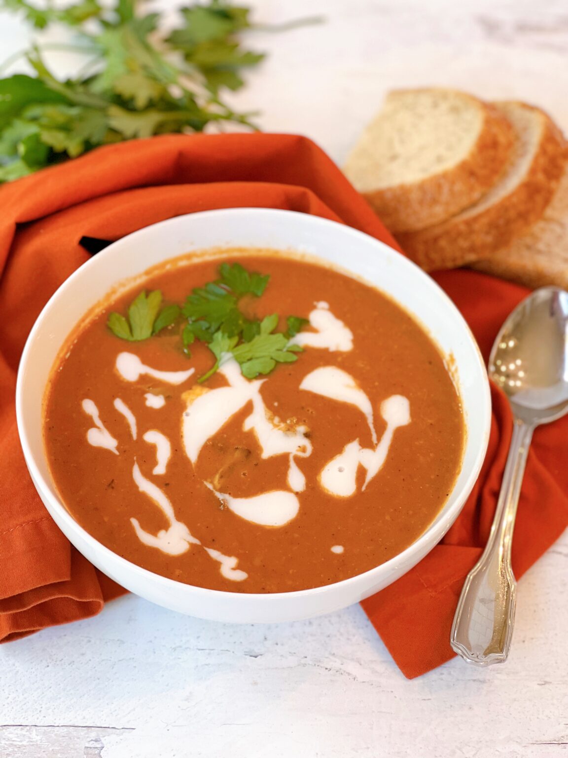 Garam Masala Roasted Tomato and Cauliflower Soup