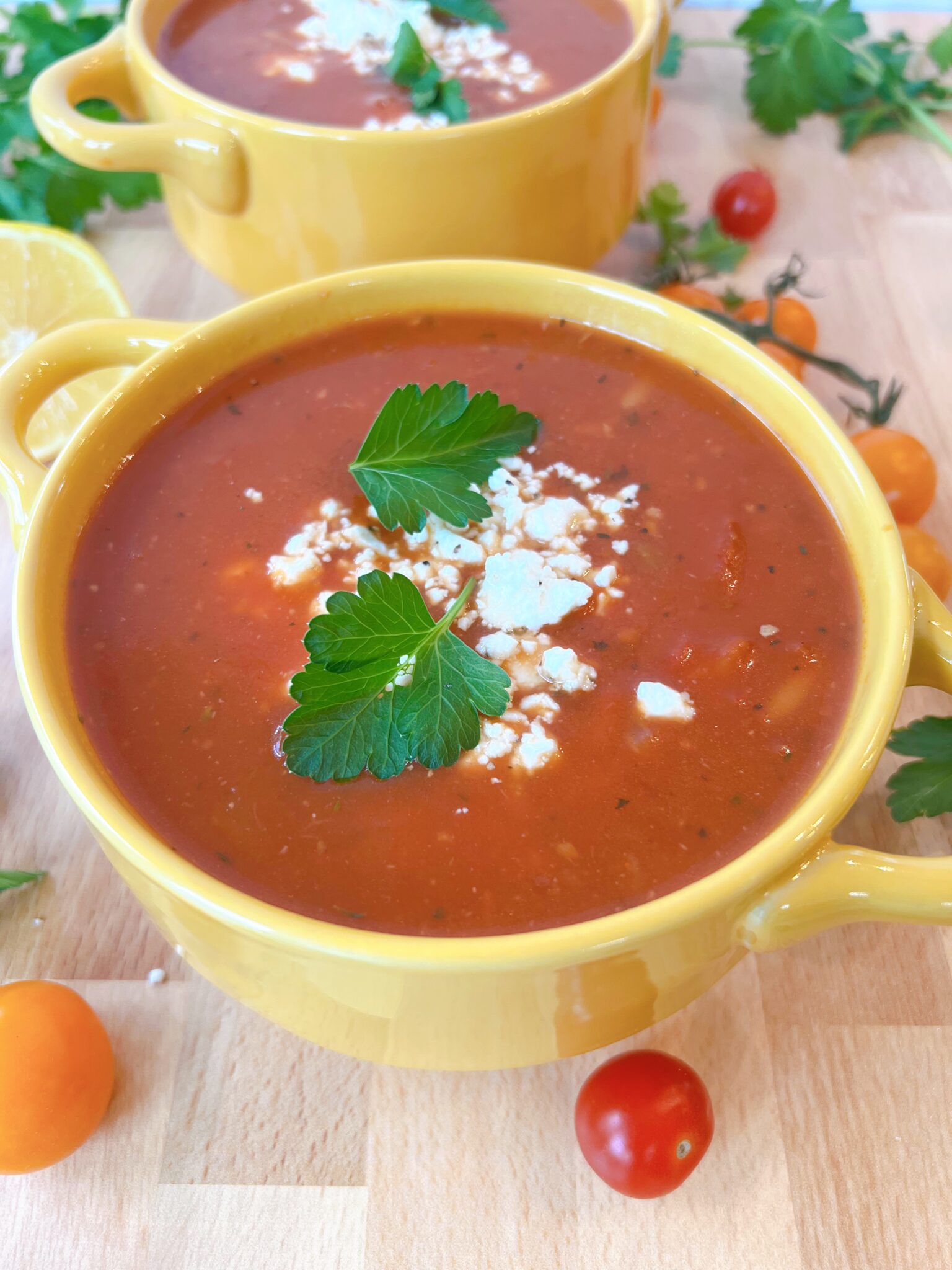 15 Minute Orzo Tomato Soup with Feta